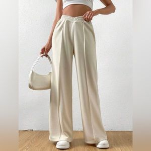 Solid wide leg sweatpants beige oversized